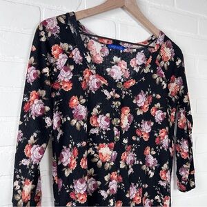Floral Ribbed Henley Top